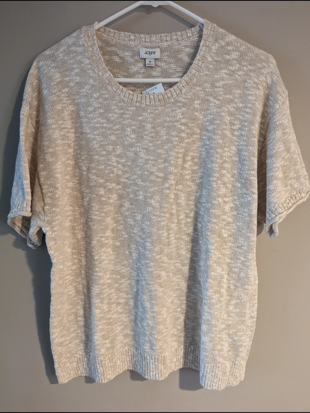 NWT- J. Crew Women's Marled Cream Short-Sleeve Sweater
